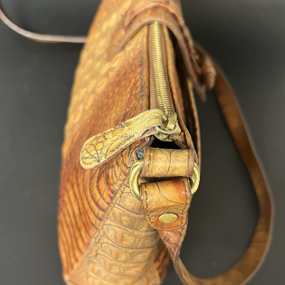 Brahmin Isabelle Metallic Toasted Almond Embossed Croc Leather Bag (B420) - Picture 4 of 16